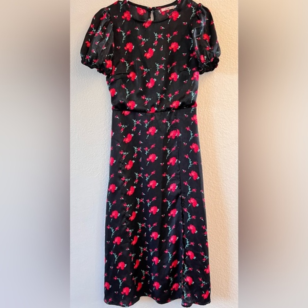 Francesca’s by Mi Ami Black Dress with Roses XS